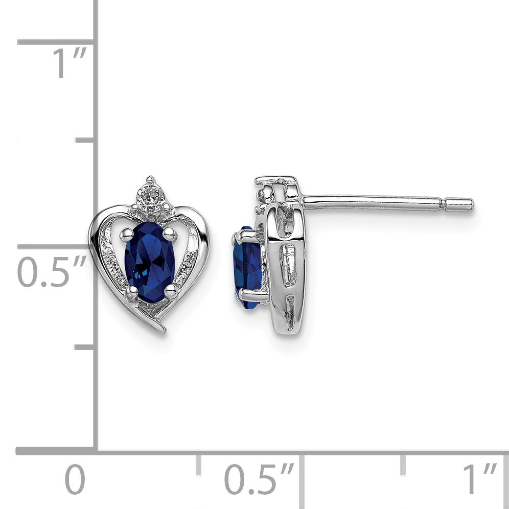 Sterling Silver Rhodium-plated Created Sapphire & Diam. Earrings