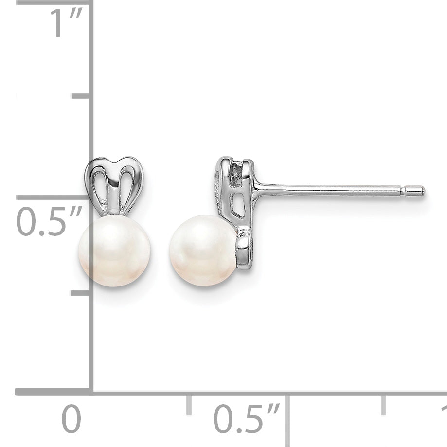 Sterling Silver Rhodium-plated FW Cultured Pearl Earrings