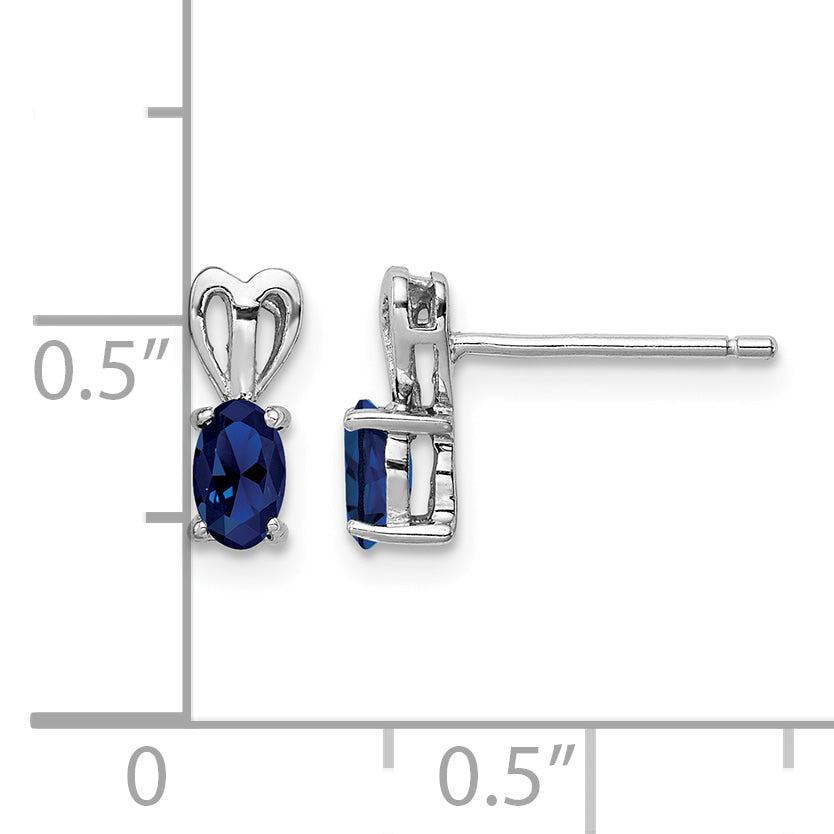 Sterling Silver Rhodium-plated Created Sapphire Earrings
