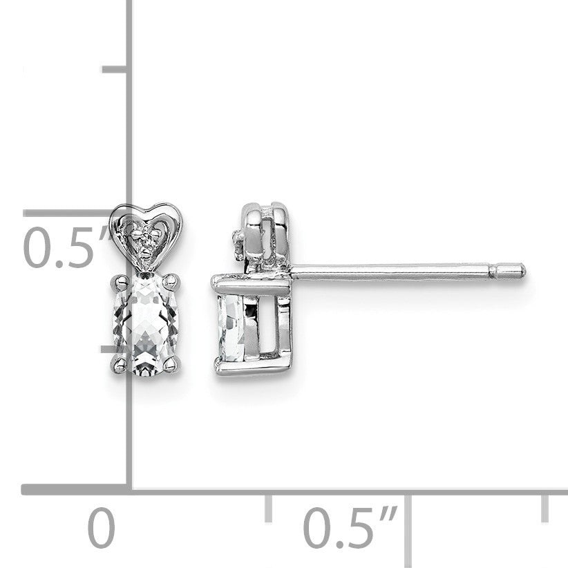 Sterling Silver Rhodium-plated White Topaz & Diam. Earrings