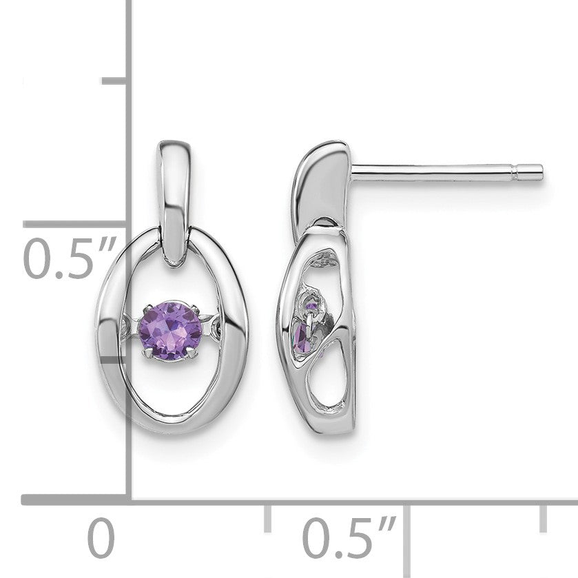 Sterling Silver Rhodium Created Alexandrite Birthstone Vibrant Earrings