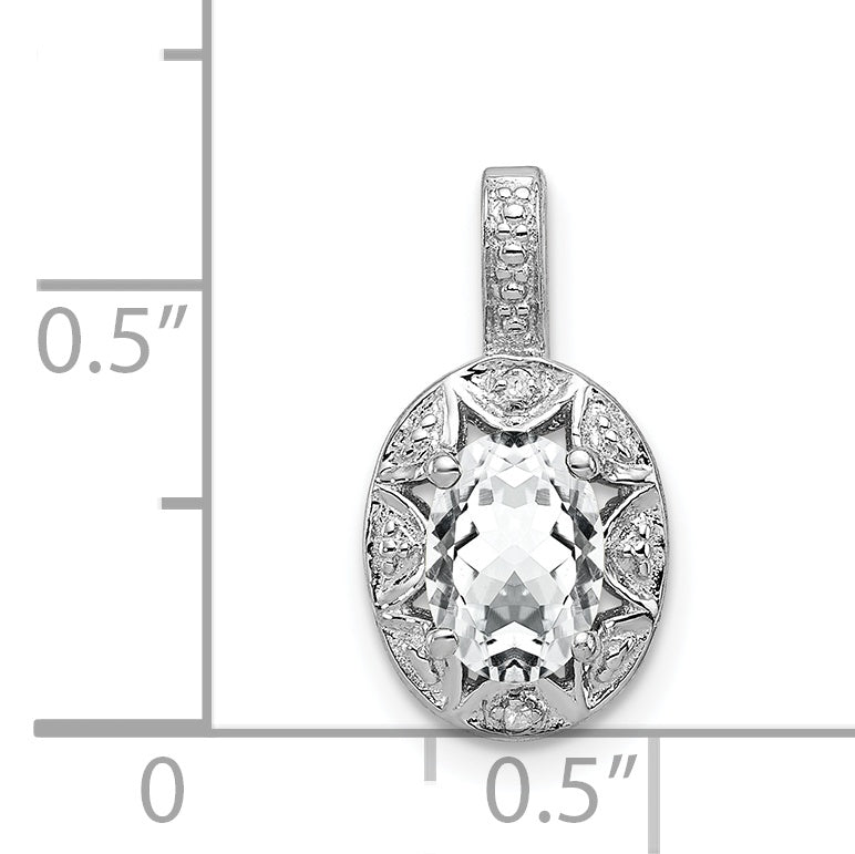 Sterling Silver Rhodium-plated Diam. & White Topaz Pendant