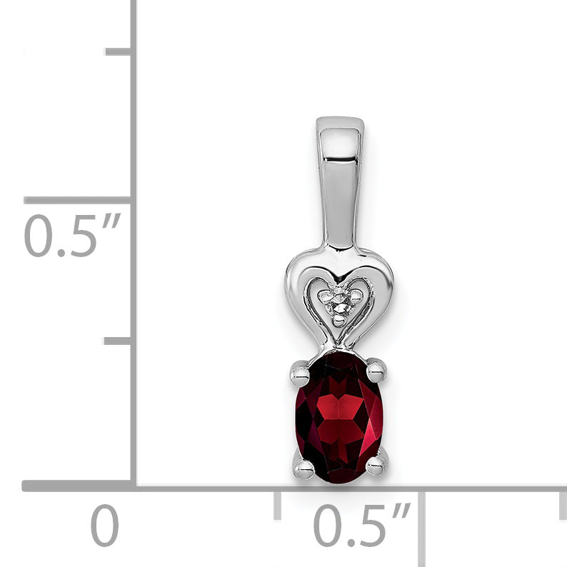 Sterling Silver Rhodium-plated Garnet & Diam. Pendant
