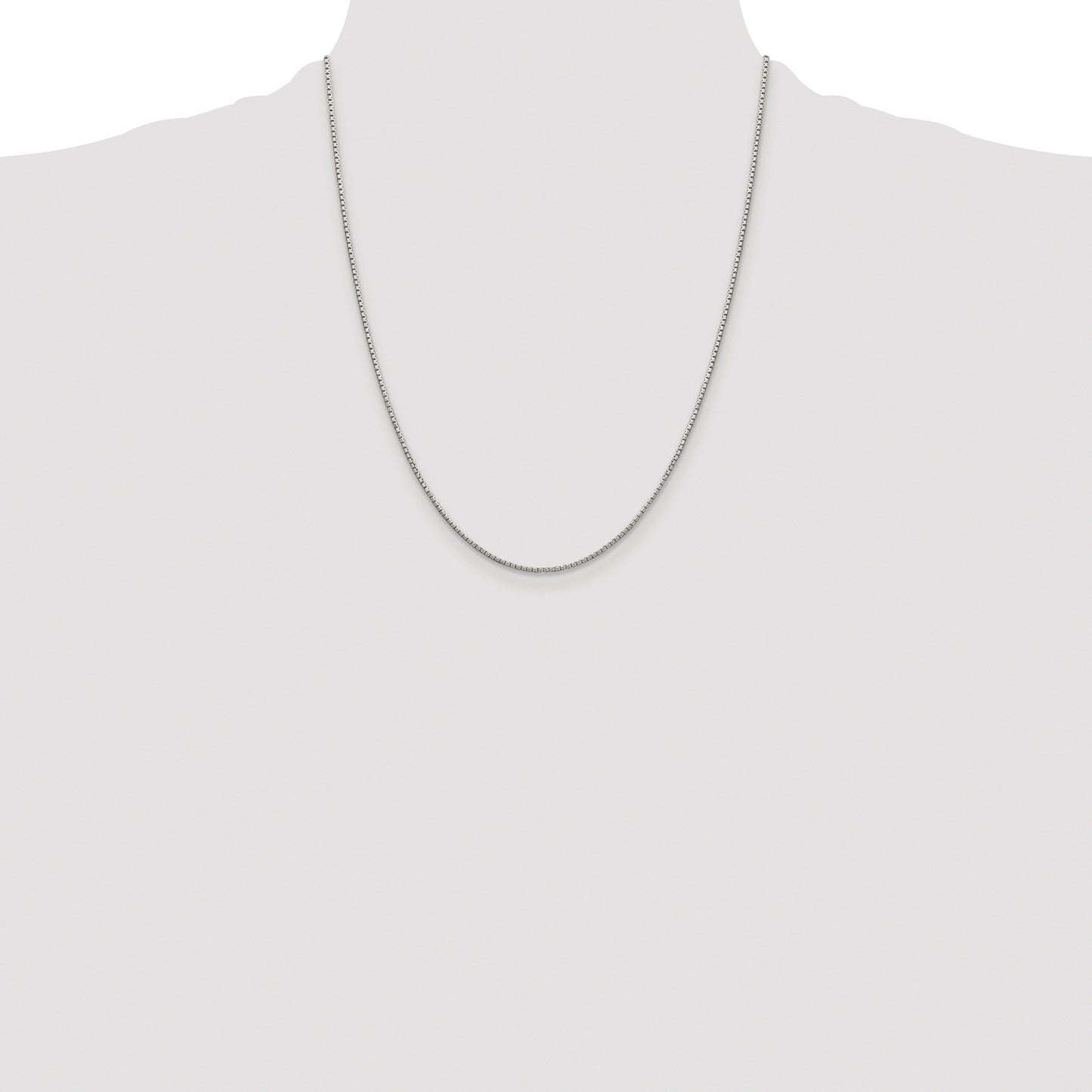 Sterling Silver Rhodium-plated 1.35mm 8 Sided Box Chain
