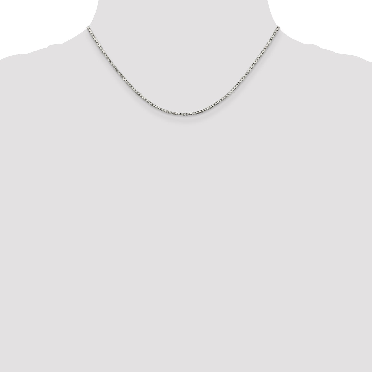 Sterling Silver Rhodium-plated 1.7mm 8 Sided Mirror Box Chain