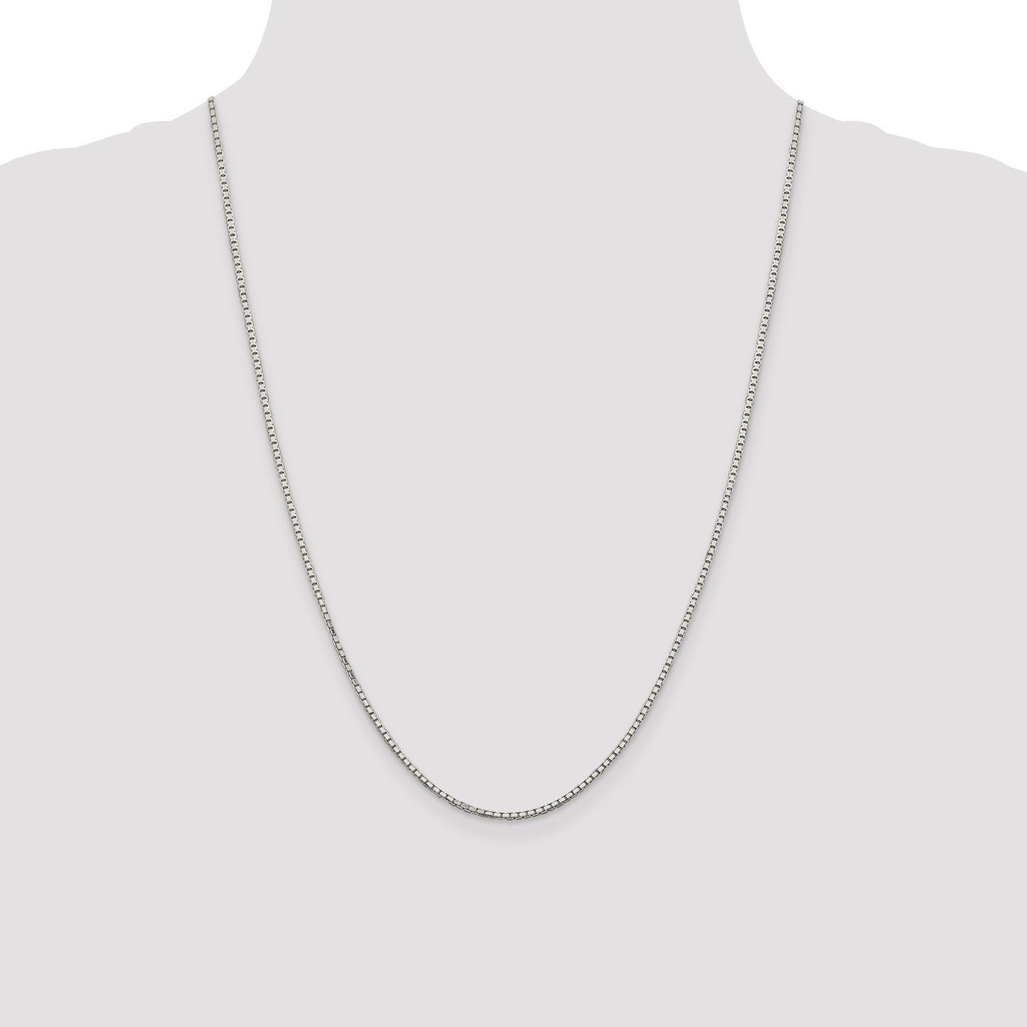 Sterling Silver Rhodium-plated 1.7mm 8 Sided Mirror Box Chain