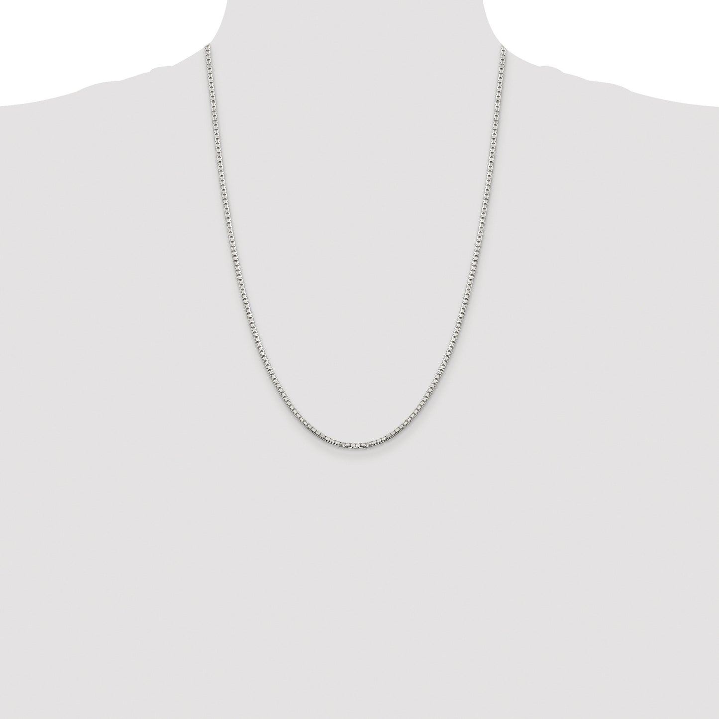 Sterling Silver Rhodium-plated 2mm 8 Sided Box Chain