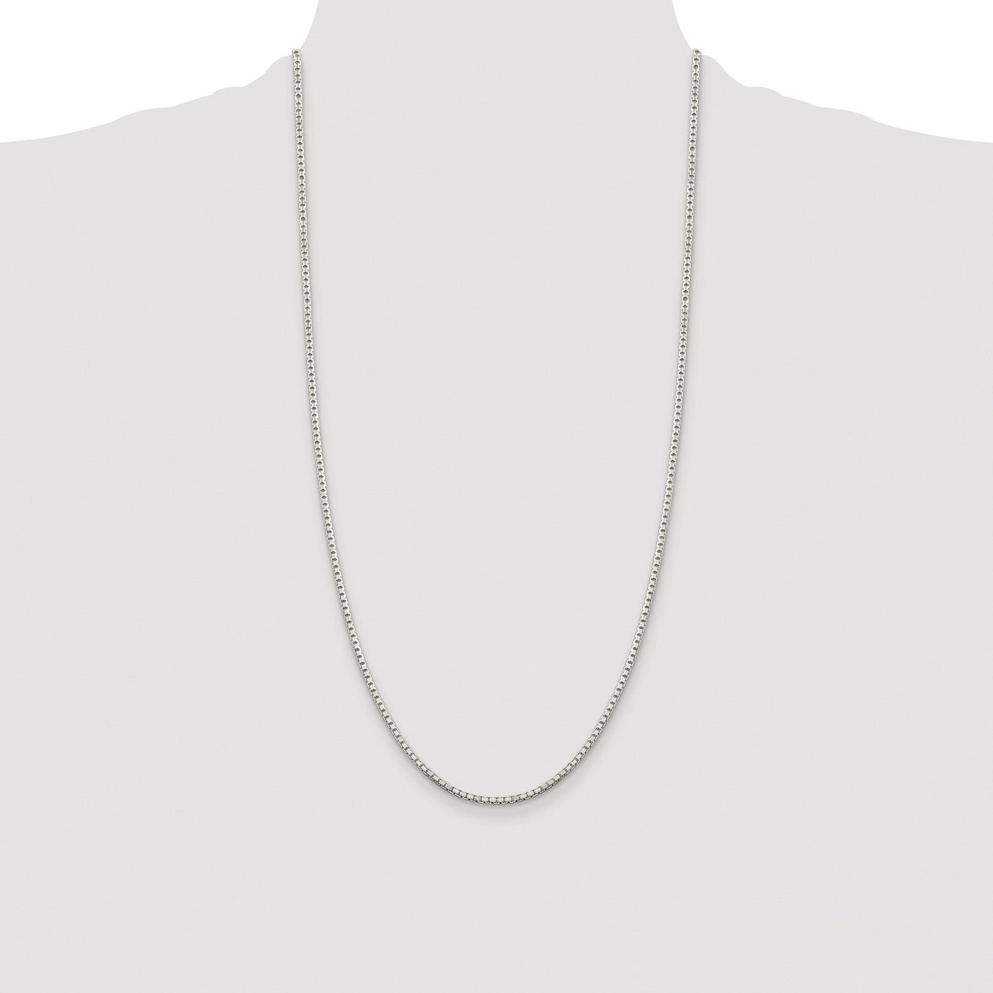 Sterling Silver Rhodium-plated 2mm 8 Sided Box Chain