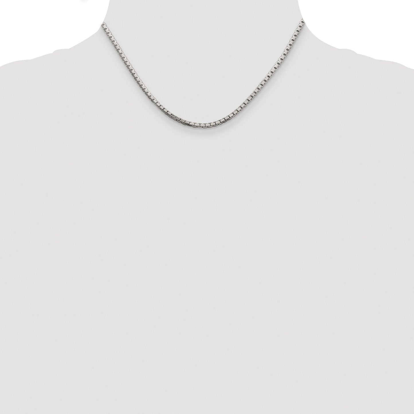 Sterling Silver Rhodium-plated 2.5mm 8 Sided Box Chain