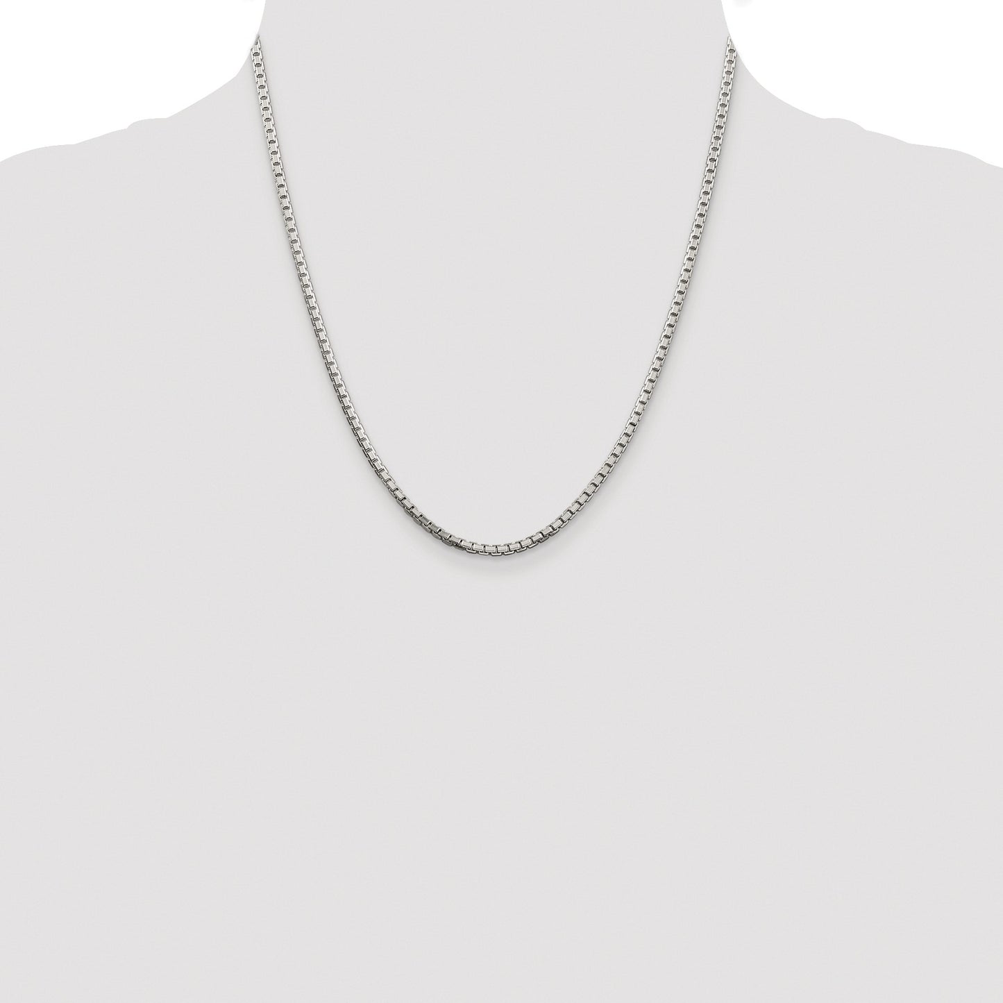 Sterling Silver Rhodium-plated 2.5mm 8 Sided Box Chain
