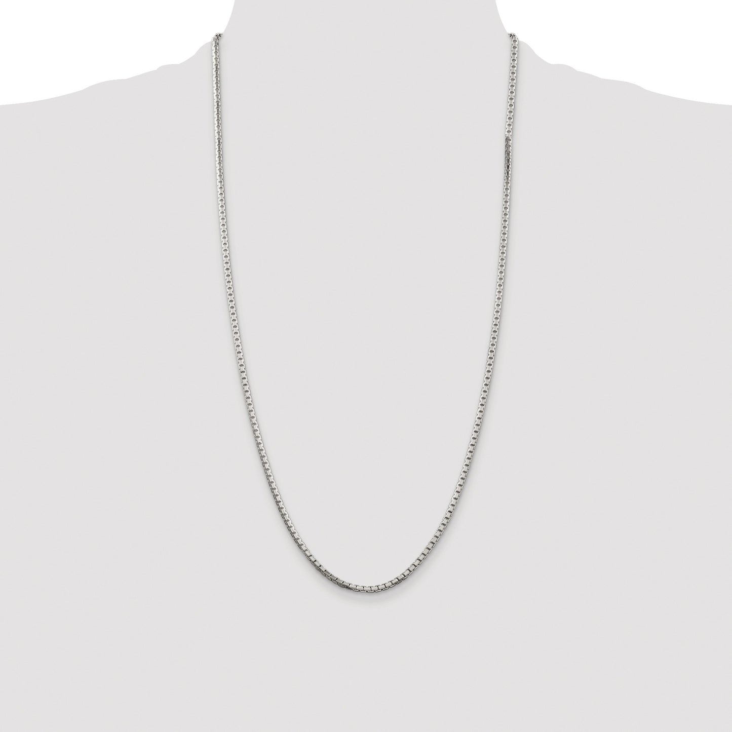 Sterling Silver Rhodium-plated 2.5mm 8 Sided Box Chain