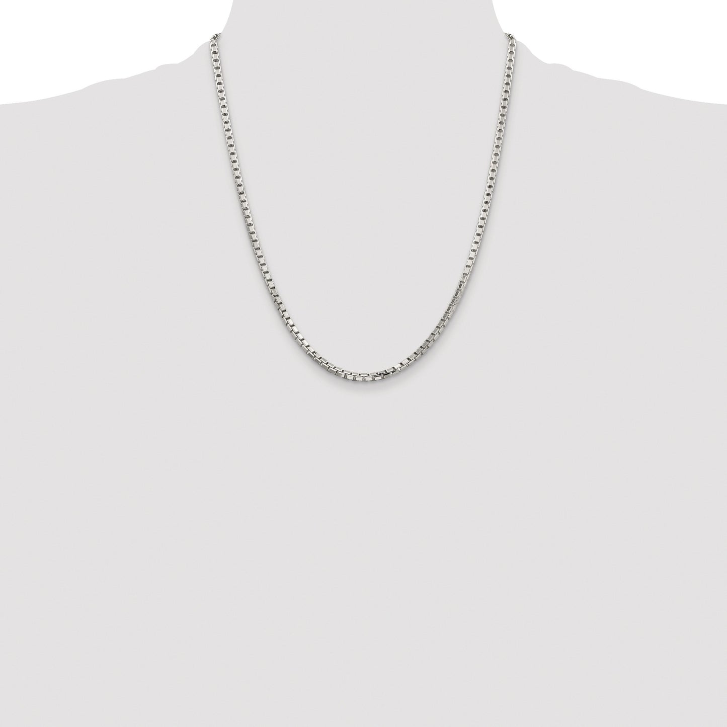 Sterling Silver Rhodium-plated 2.9mm 8 Sided Box Chain