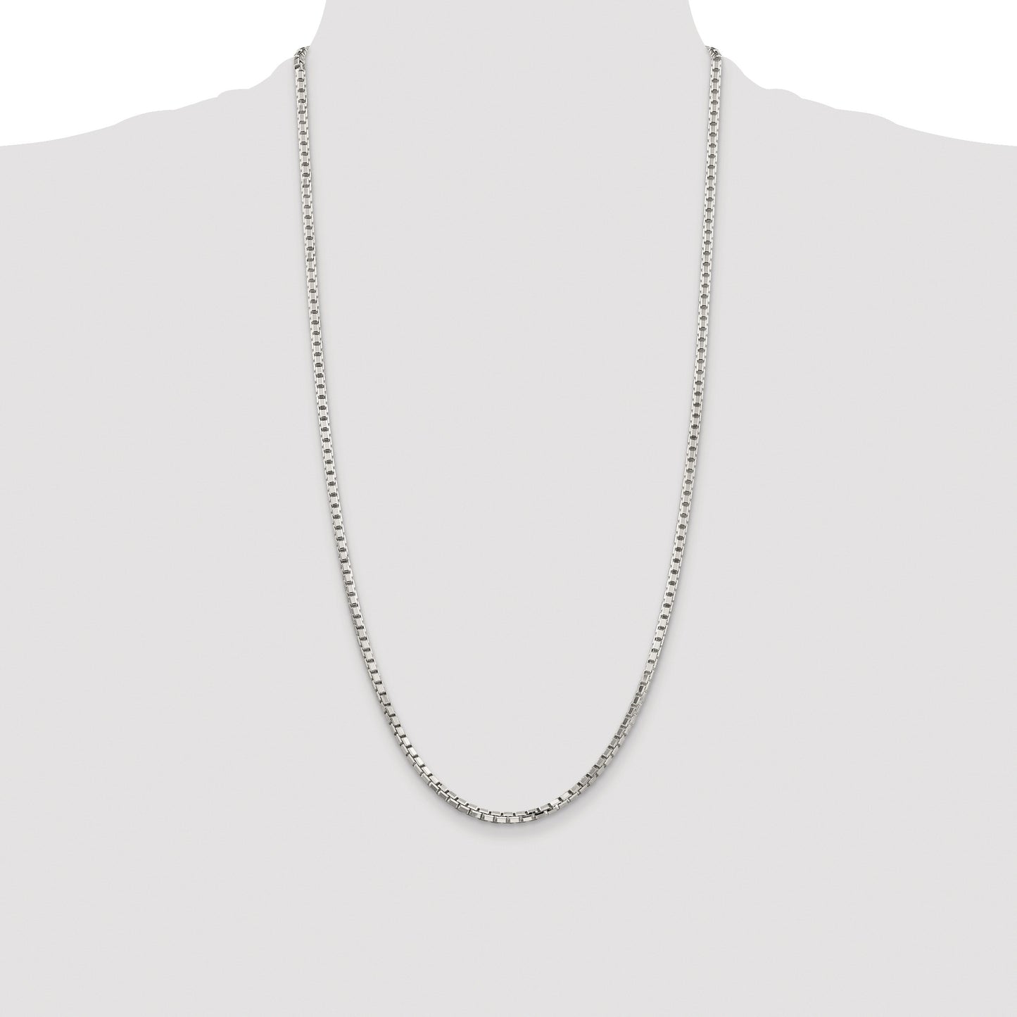 Sterling Silver Rhodium-plated 2.9mm 8 Sided Box Chain