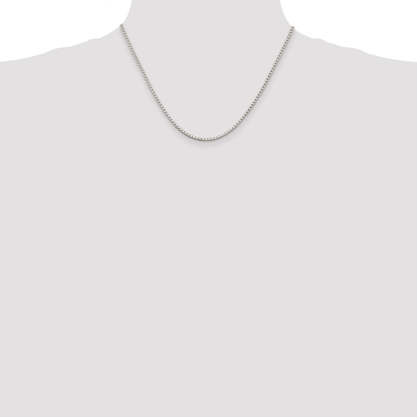 Sterling Silver 2mm Box Chain w/2in ext.