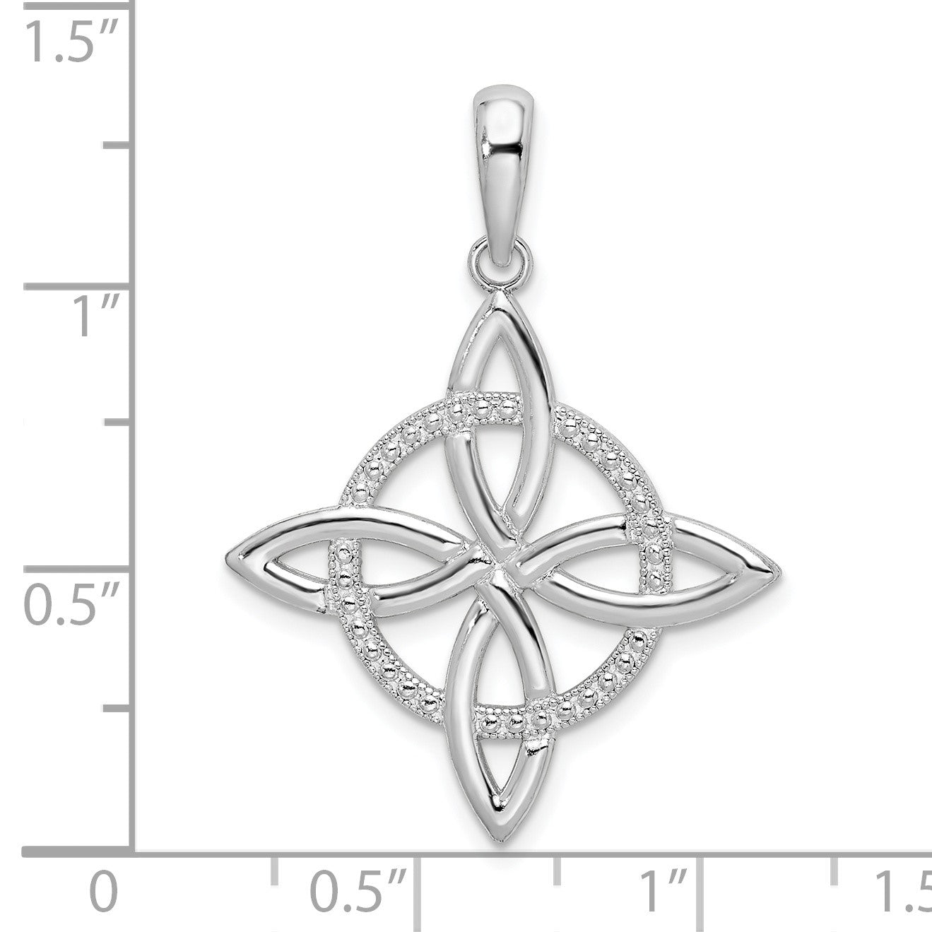 De-Ani Sterling Silver Rhodium-Plated Polished Celtic Eternity Knot Pendant