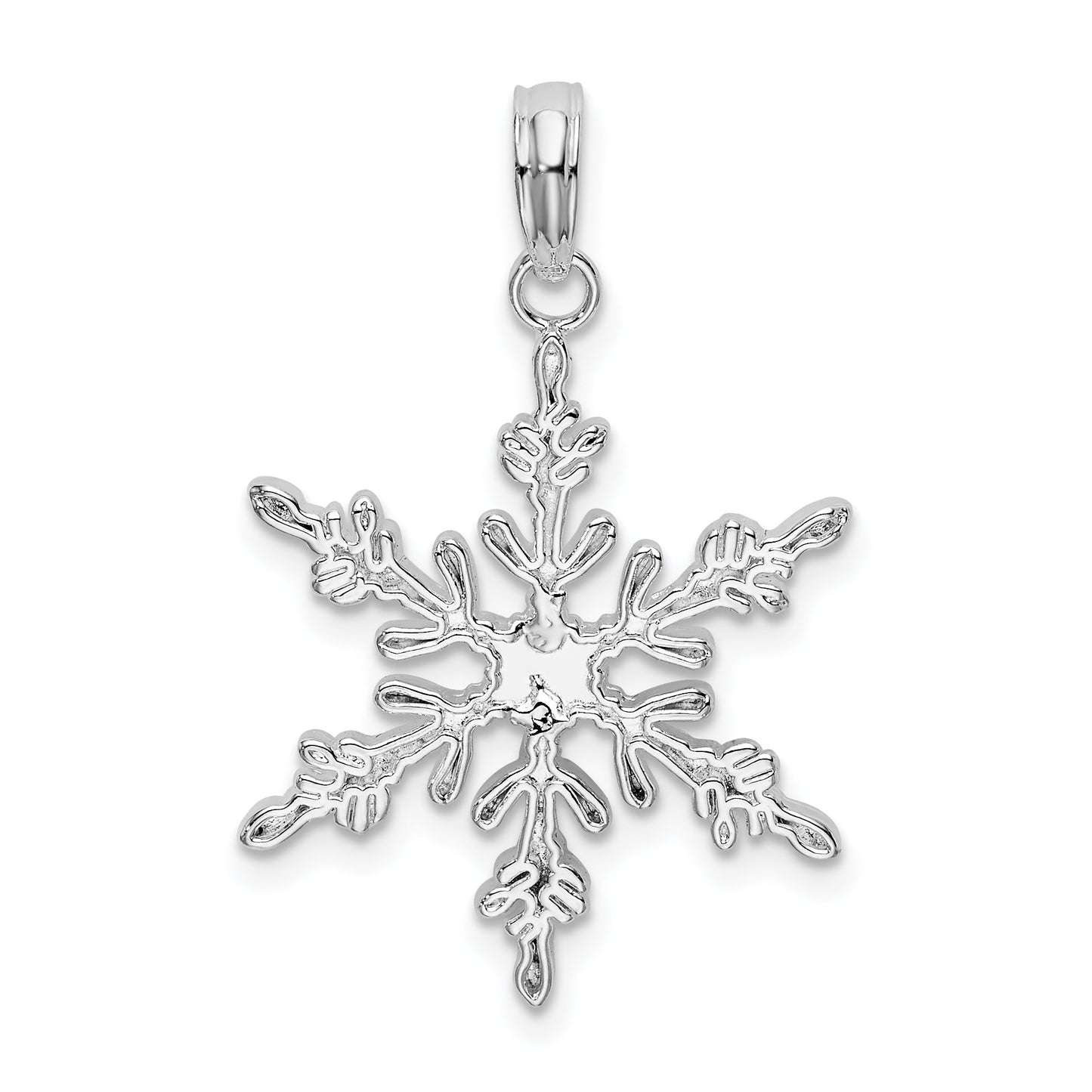 De-Ani Sterling Silver Rhodium-Plated Polished Snowflake Pendant