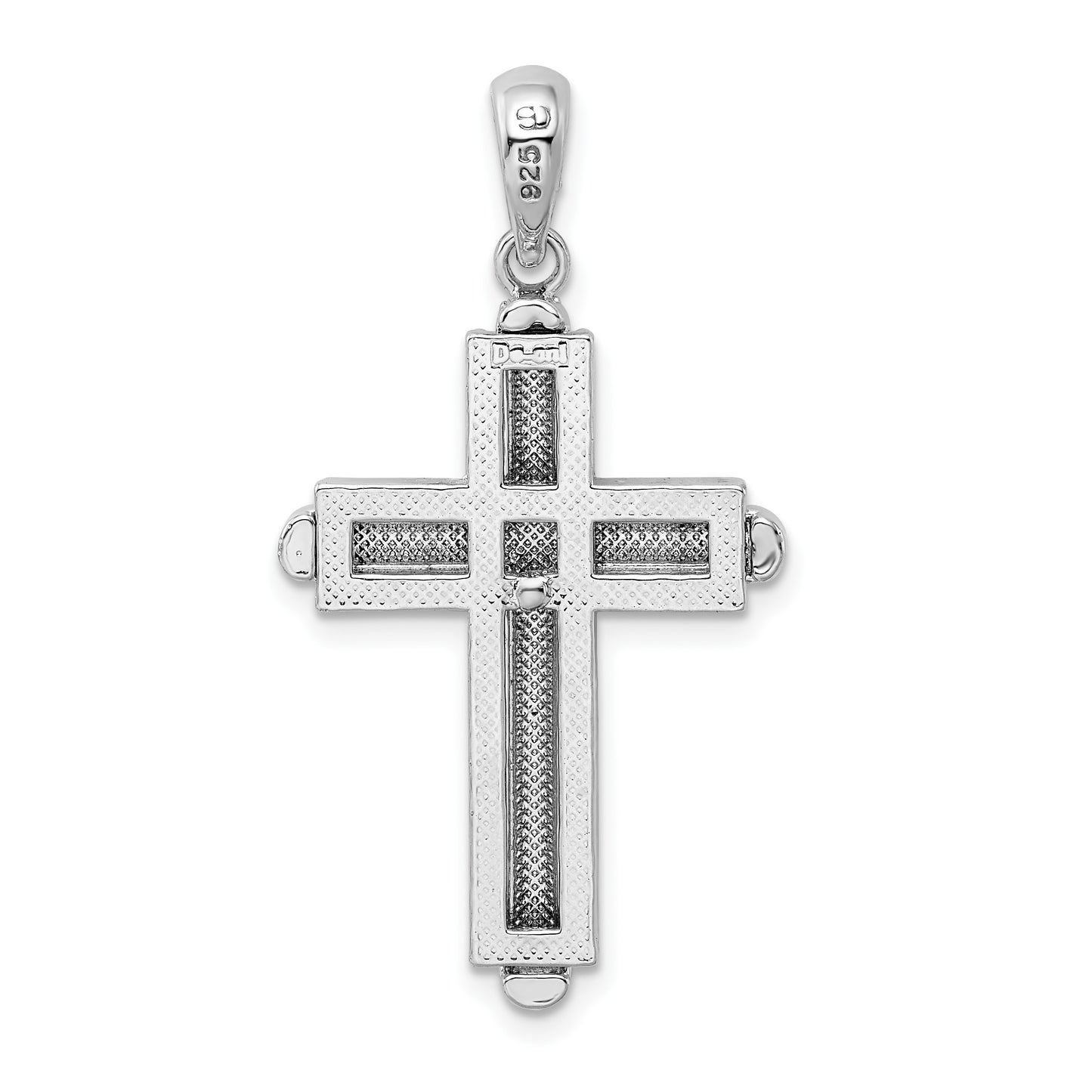 De-Ani Sterling Silver Rounded Cross with Frame Pendant