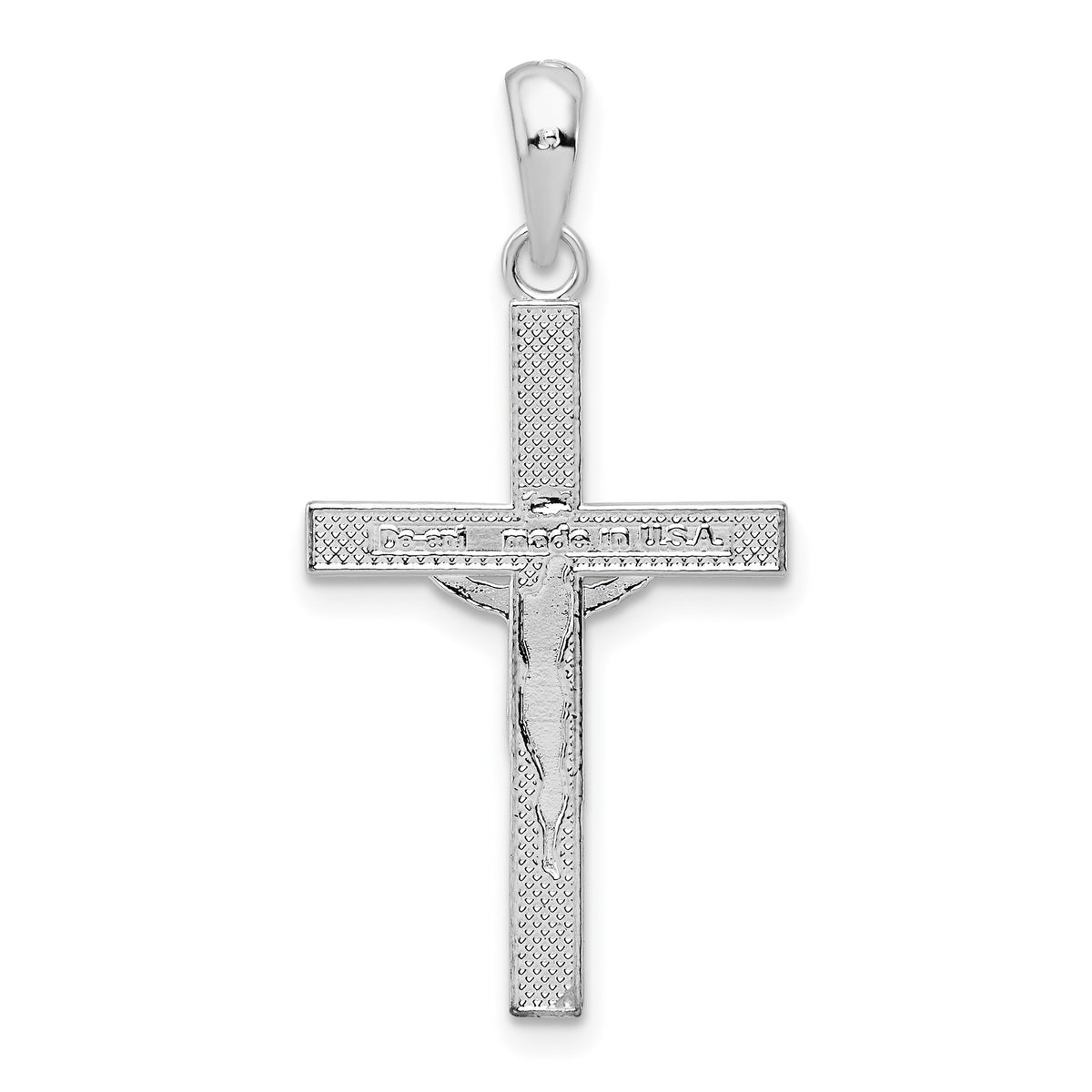 De-Ani Sterling Silver Rhodium-Plated Polished Latin Crucifix Pendant