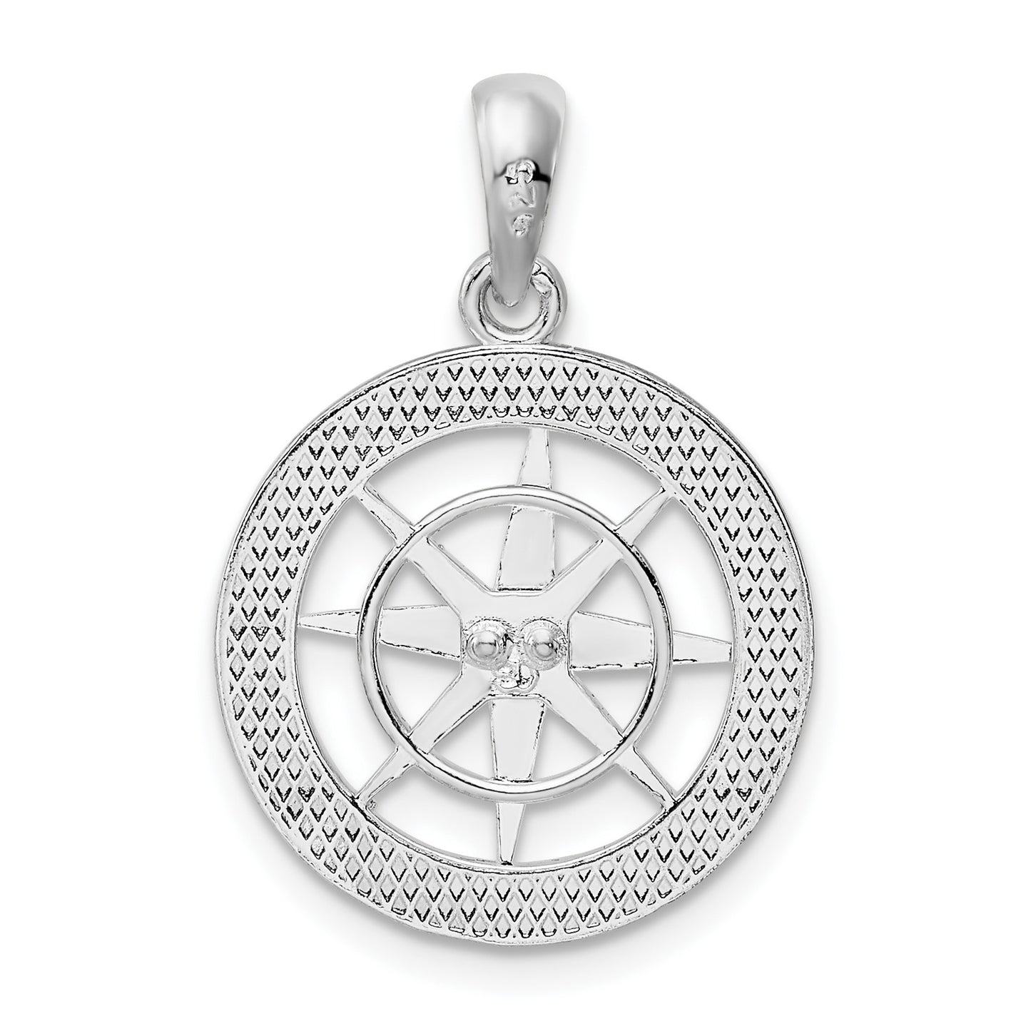 De-Ani Sterling Silver Rhodium-Plated Polished Nautical Compass Pendant