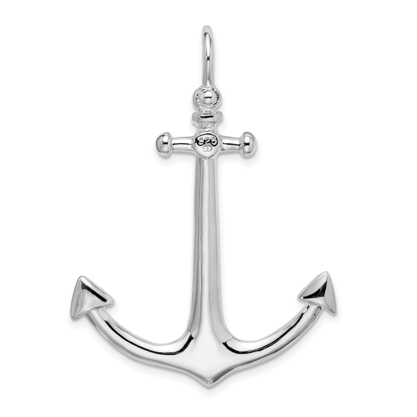 De-Ani Sterling Silver Rhodium-Plated Polished 3D Large Anchor Pendant