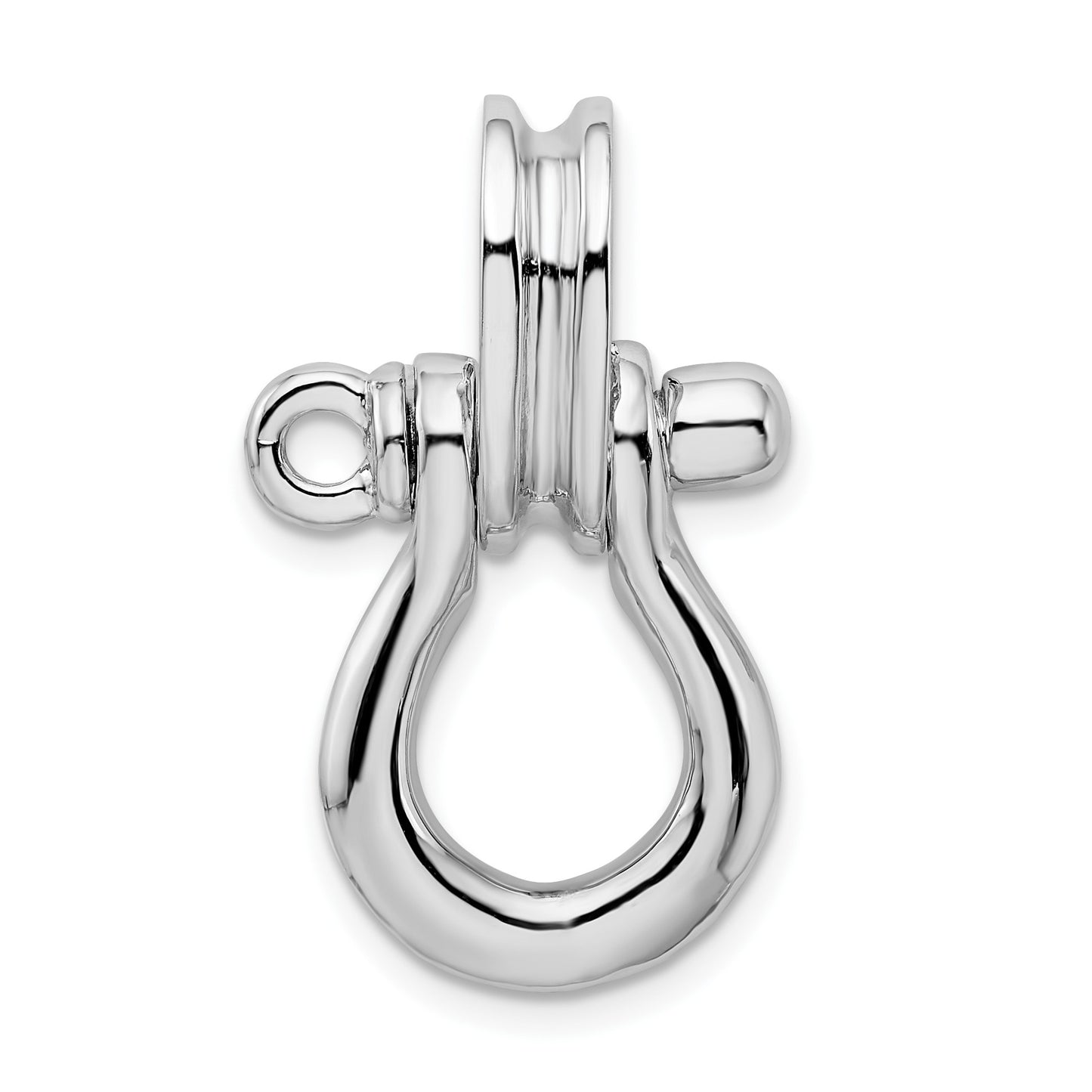 De-Ani Sterling Silver Rhodium-Plated 3D Large Shackle Link with Pulley Pendant