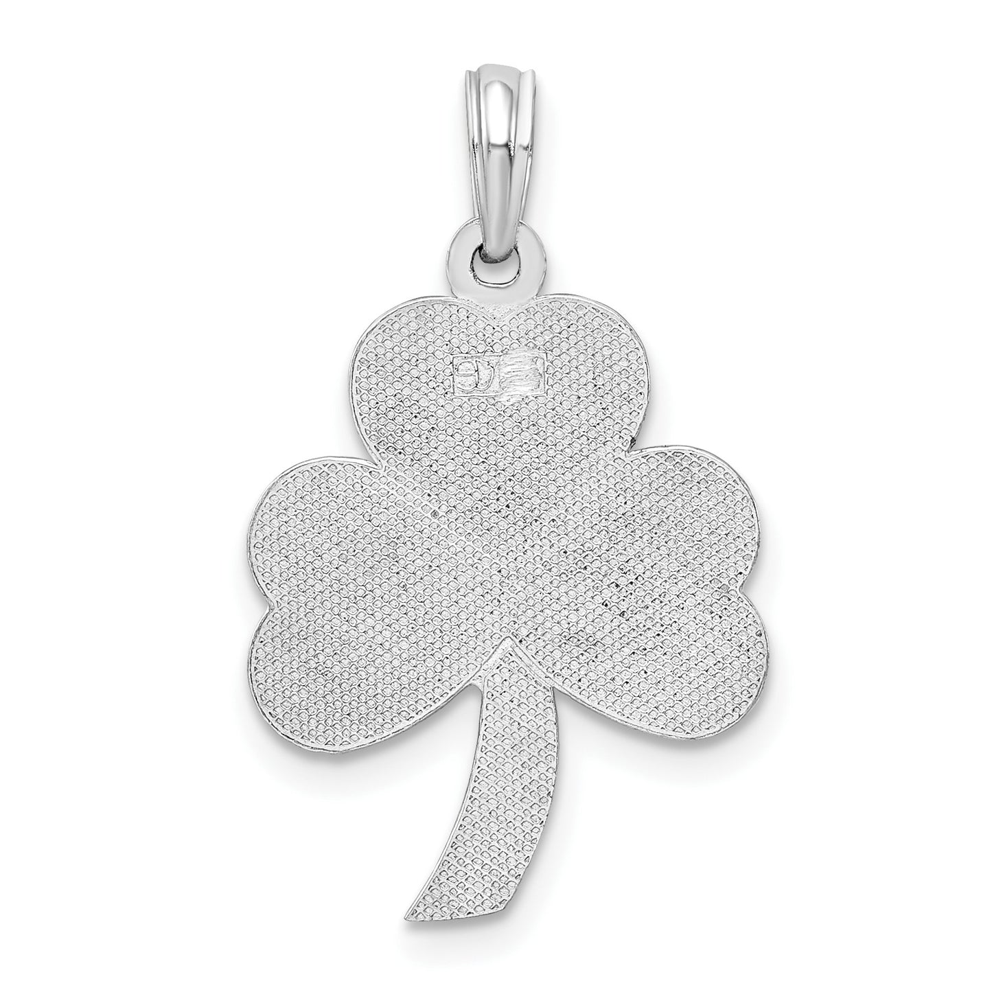 De-Ani Sterling Silver Rhodium-Plated Polished Enameled Shamrock Pendant