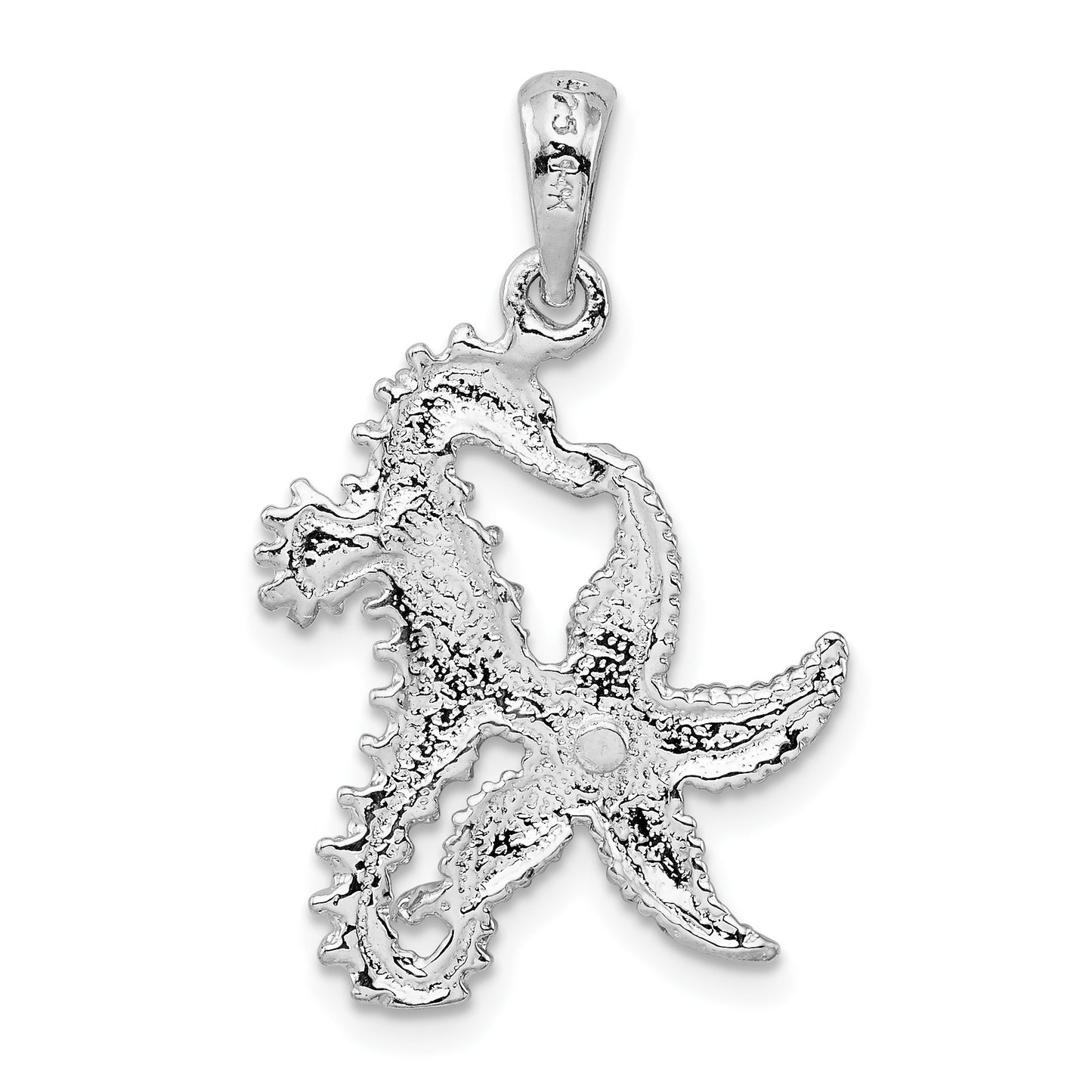 De-Ani Sterling Silver Rhodium-Plated Seahorse Starfish with 14k Pendant