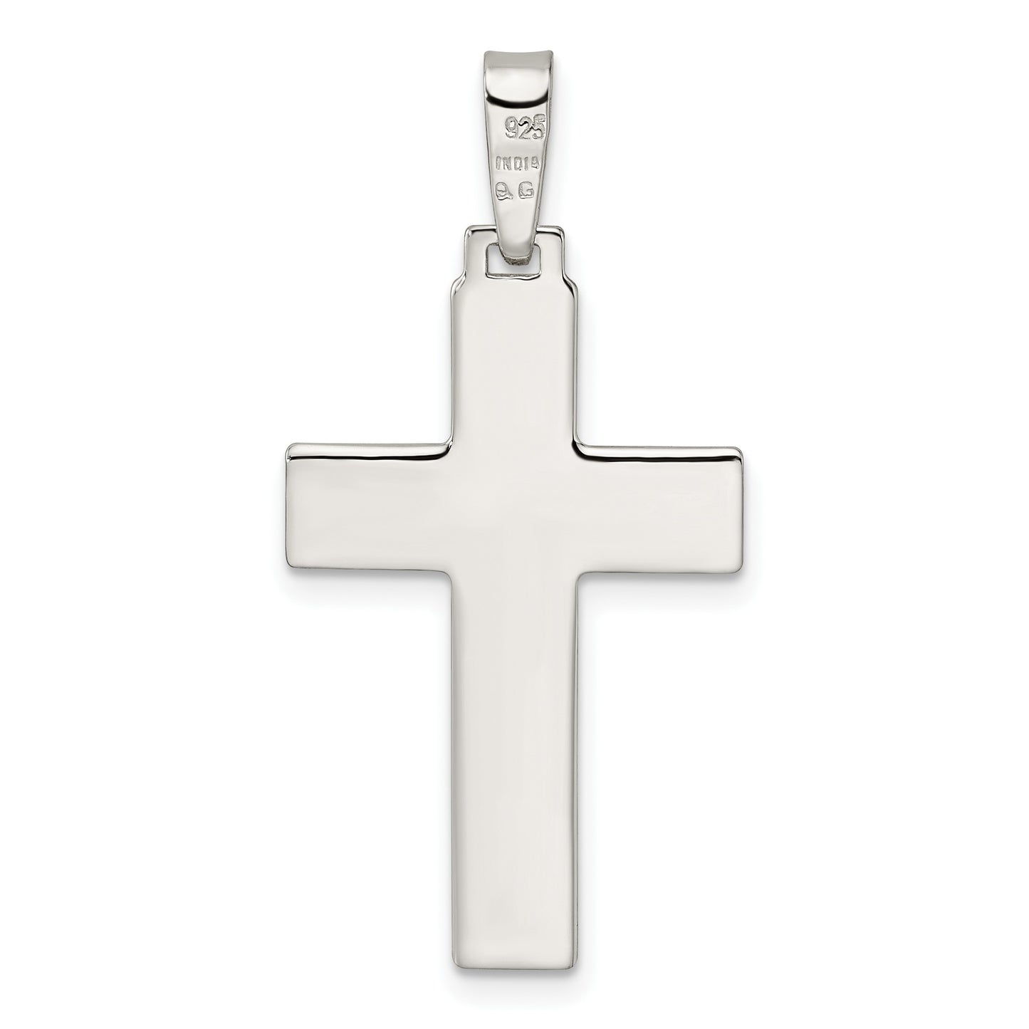 Sterling Silver Polished w/Lines Latin Cross Pendant