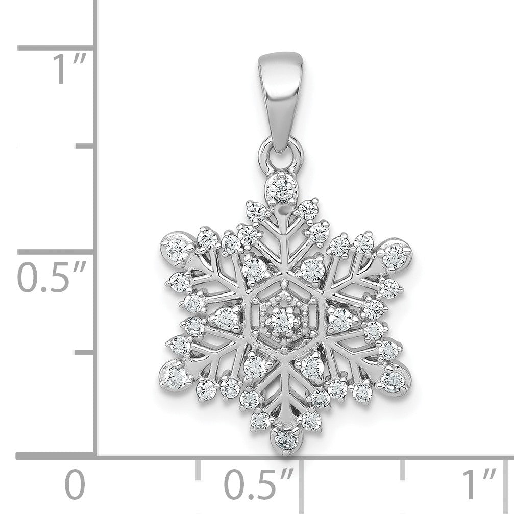 Sterling Silver Rhodium-plated Polished CZ Snowflake Pendant