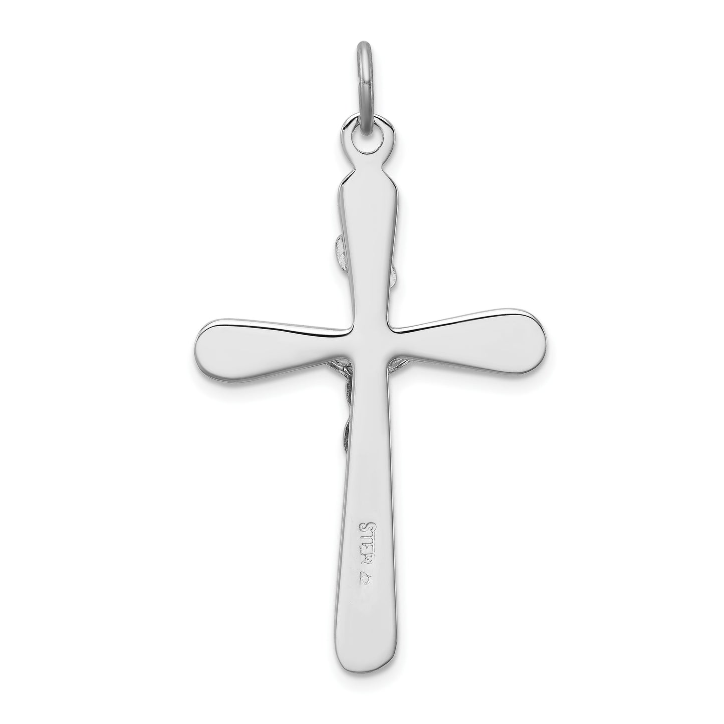 Sterling Silver Platinum-plated INRI Crucifix Pendant