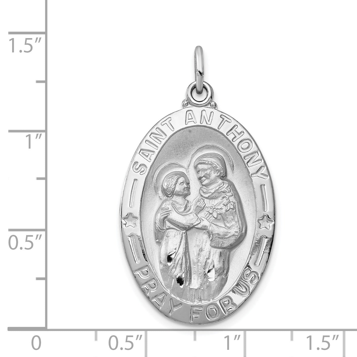 Sterling Silver Platinum-plated St. Anthony Medal