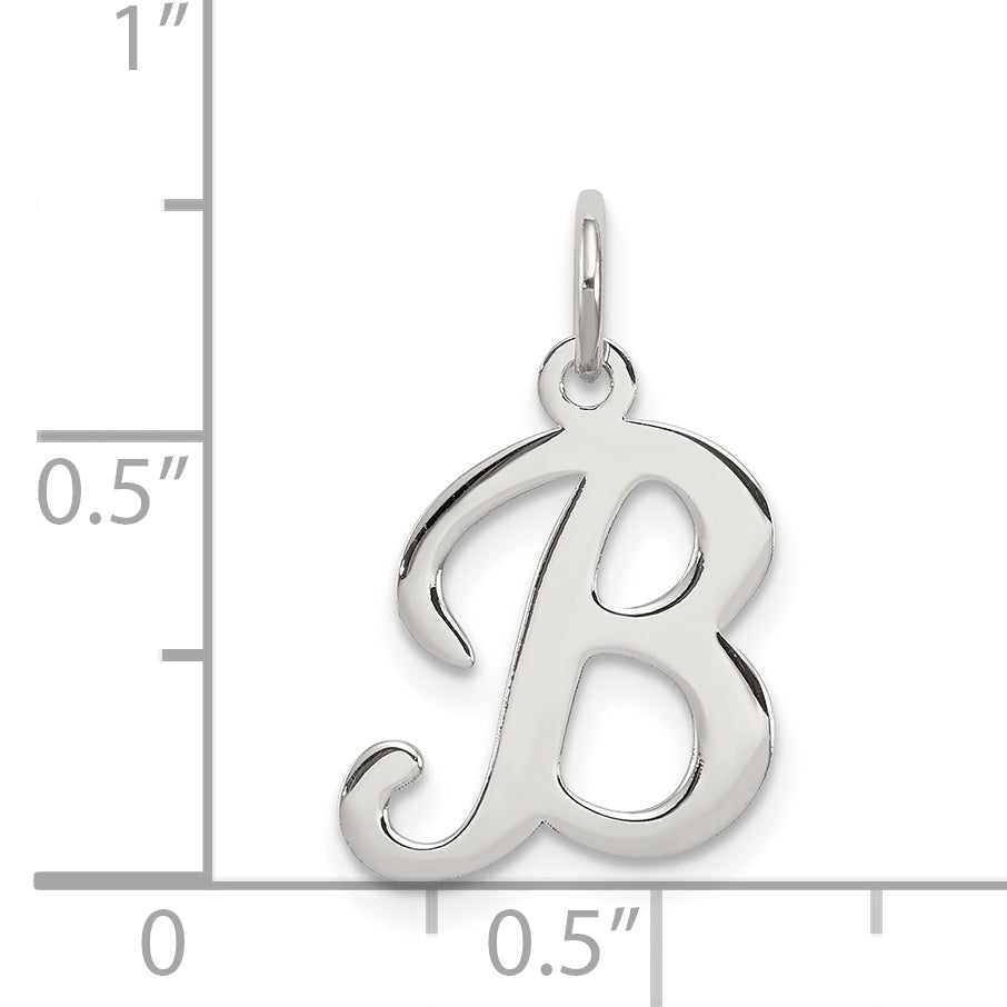 Sterling Silver Rhodium-plated Stamped Letter B Initial Charm