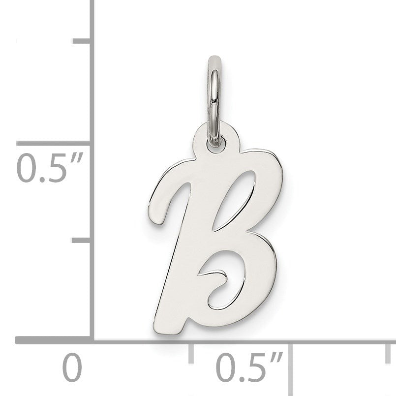 Sterling Silver Rhodium-plated Script Letter B Initial Charm