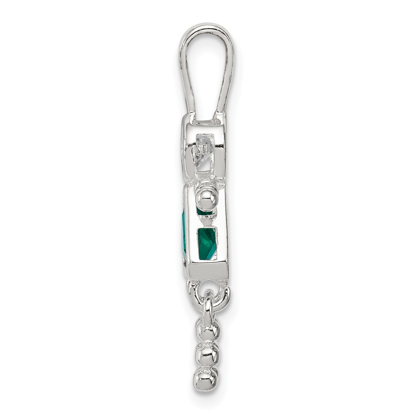Sterling Silver Rhodium-plated CZ & May Glass Girl Pendant