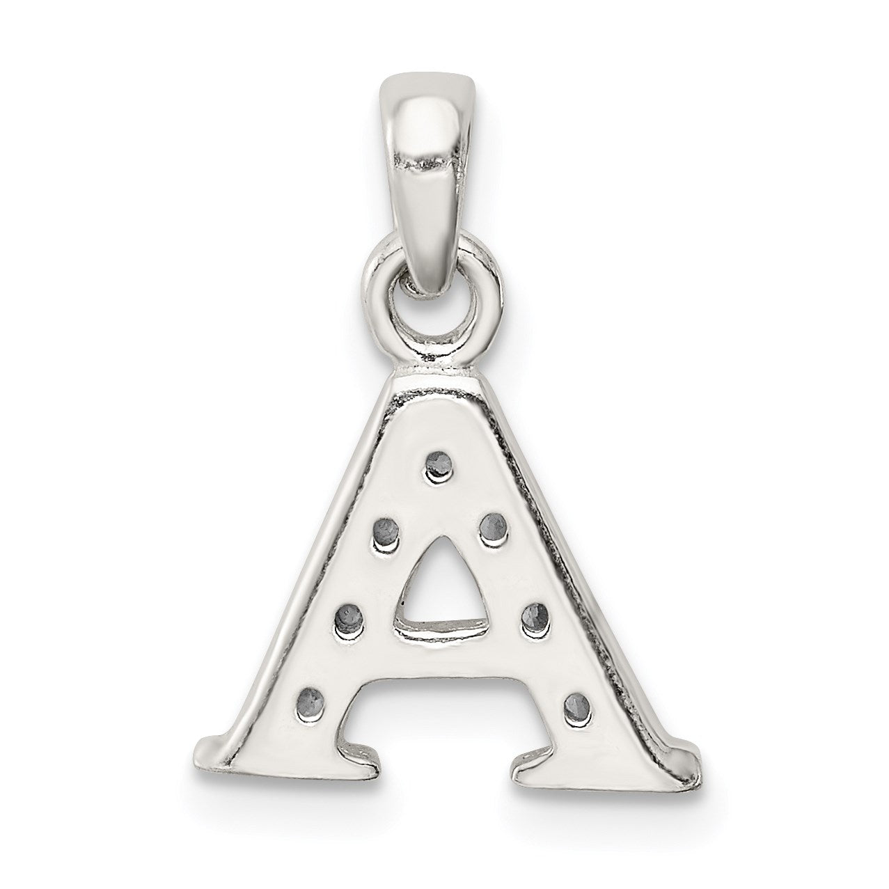 Sterling Silver CZ Letter A Initial Pendant