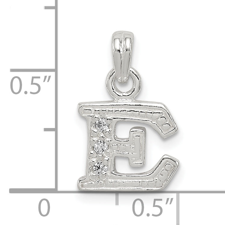 Sterling Silver CZ Letter E Initial Pendant