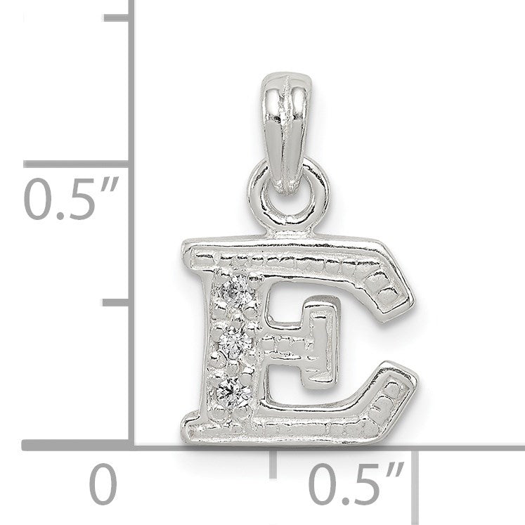 Sterling Silver CZ Letter E Initial Pendant