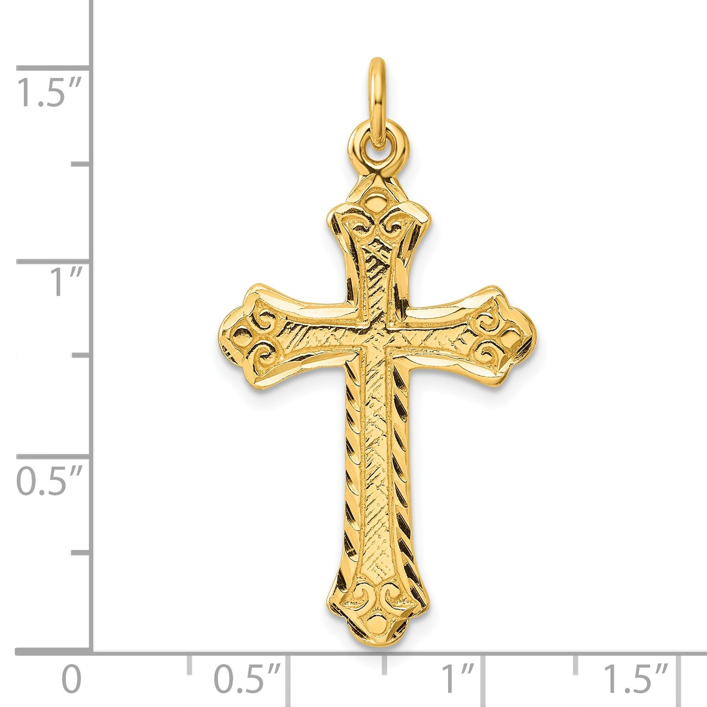 Sterling Silver Gold-tone Polished and D/C Cross Pendant