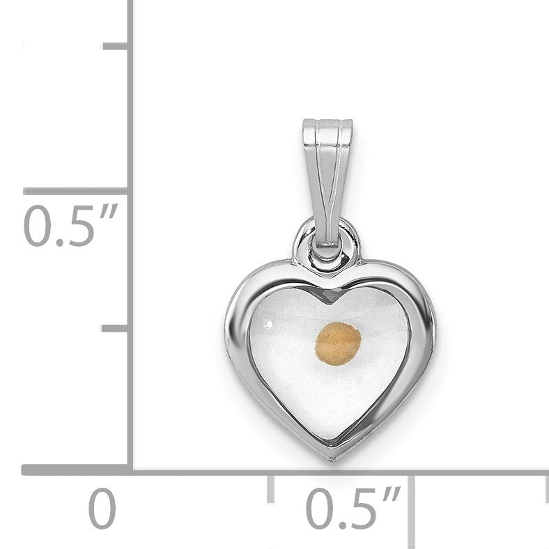 Sterling Silver Platinum-plated Small Heart with Mustard Seed Pendant