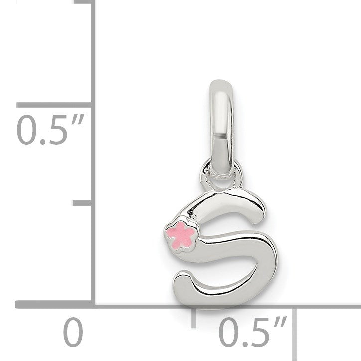 Sterling Silver Letter S with Enamel Pendant