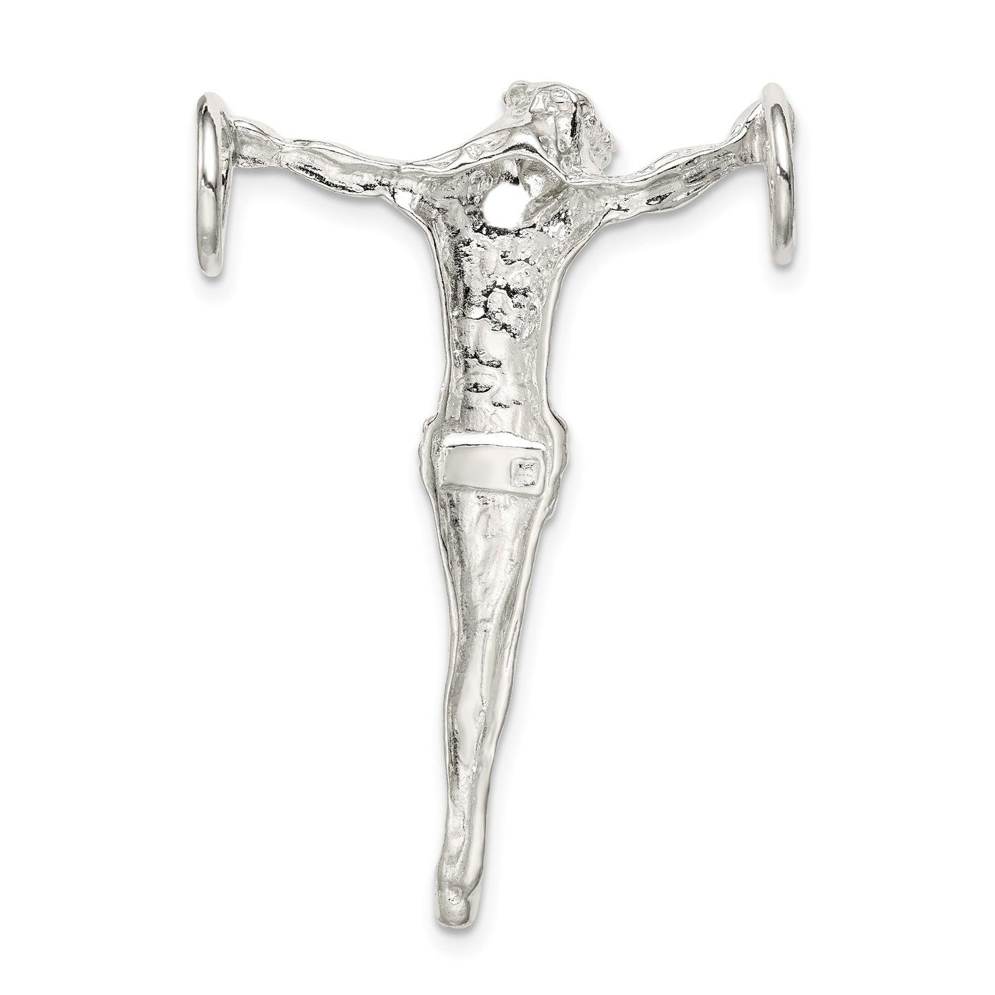 Sterling Silver Polished Jesus Cross Chain Slide Pendant