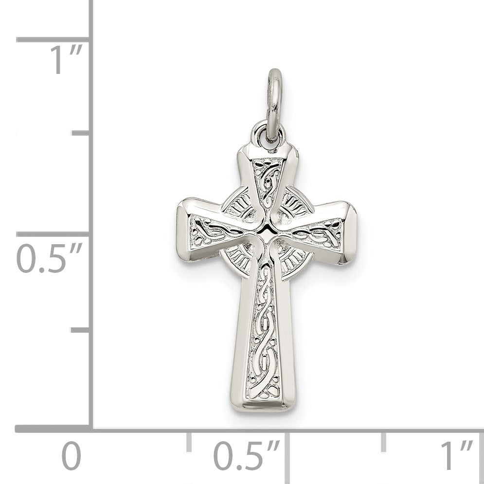 Sterling Silver Polished and Textured Celtic Cross Pendant