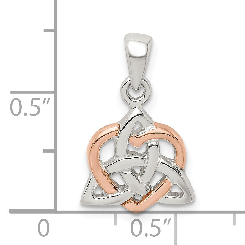 Sterling Silver Trinty Knot and Rose-tone Heart Pendant