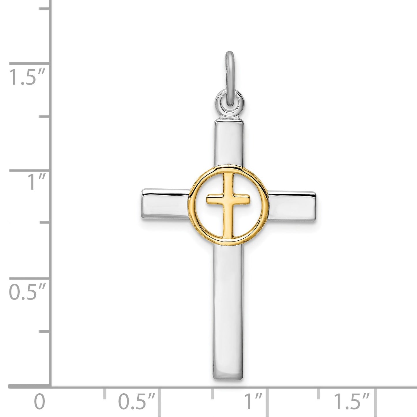 Sterling Silver Platinum-plated & Gold-tone Cross Pendant
