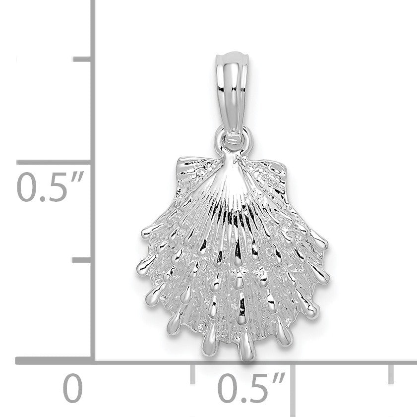 De-Ani Sterling Silver Rhodium-Plated Polished Lions Paw Shell Pendant