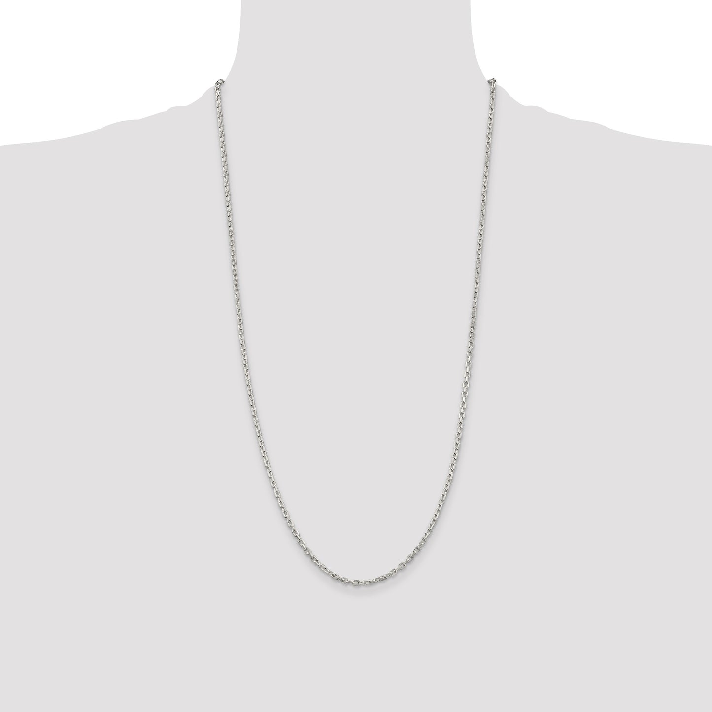 Sterling Silver 2.75mm Beveled Oval Cable Chain