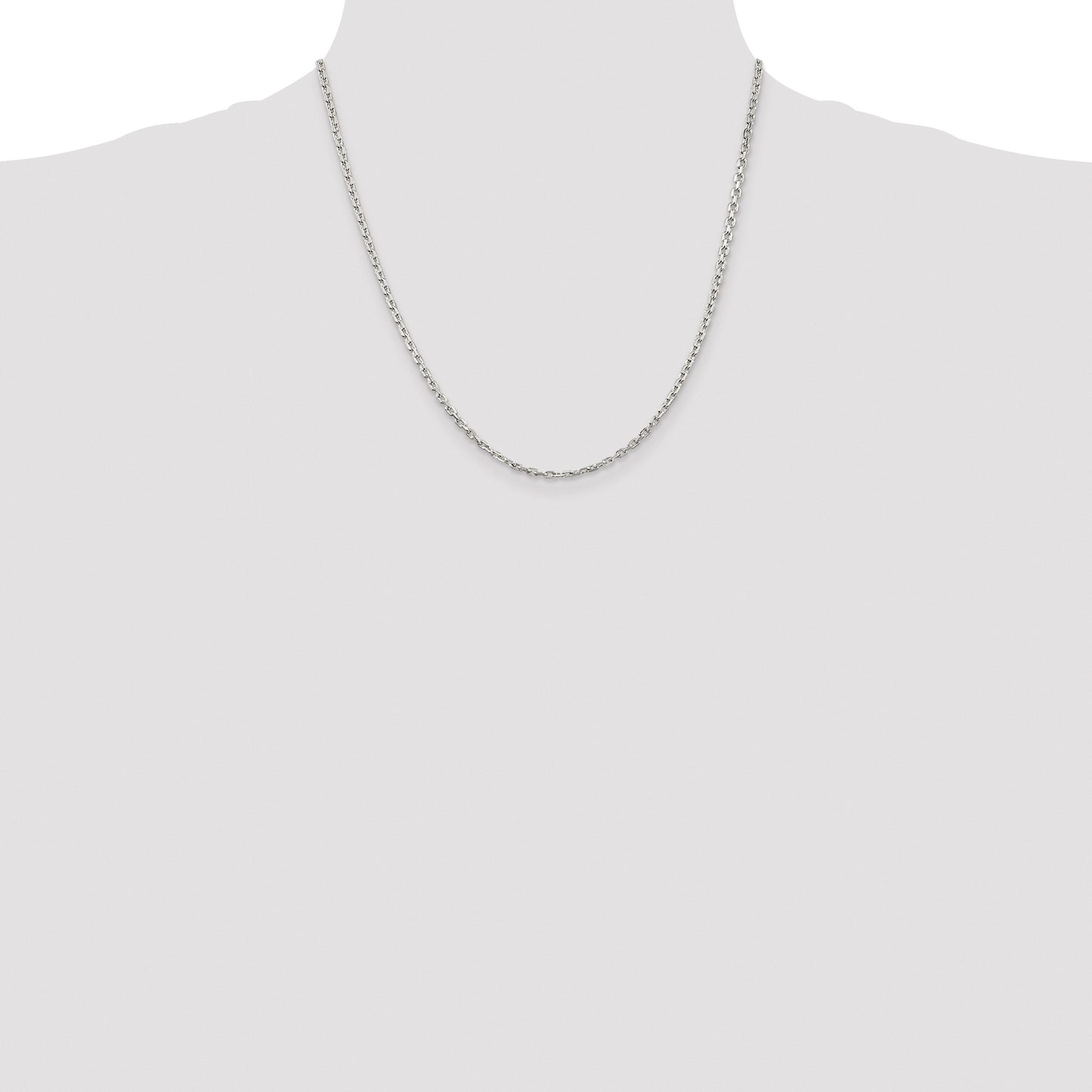 Sterling Silver Rhodium-plated 2.75mm Beveled Oval Cable Chain