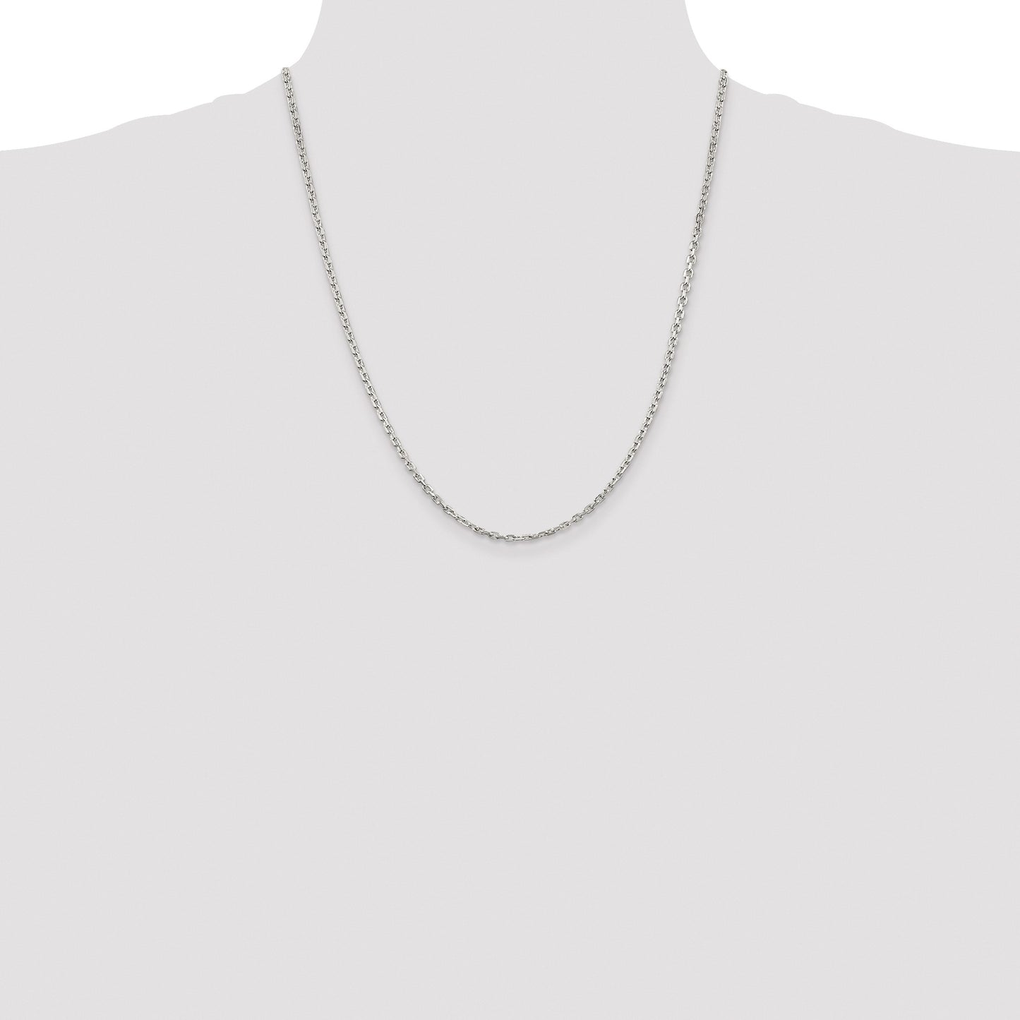 Sterling Silver Rhodium-plated 2.75mm Beveled Oval Cable Chain