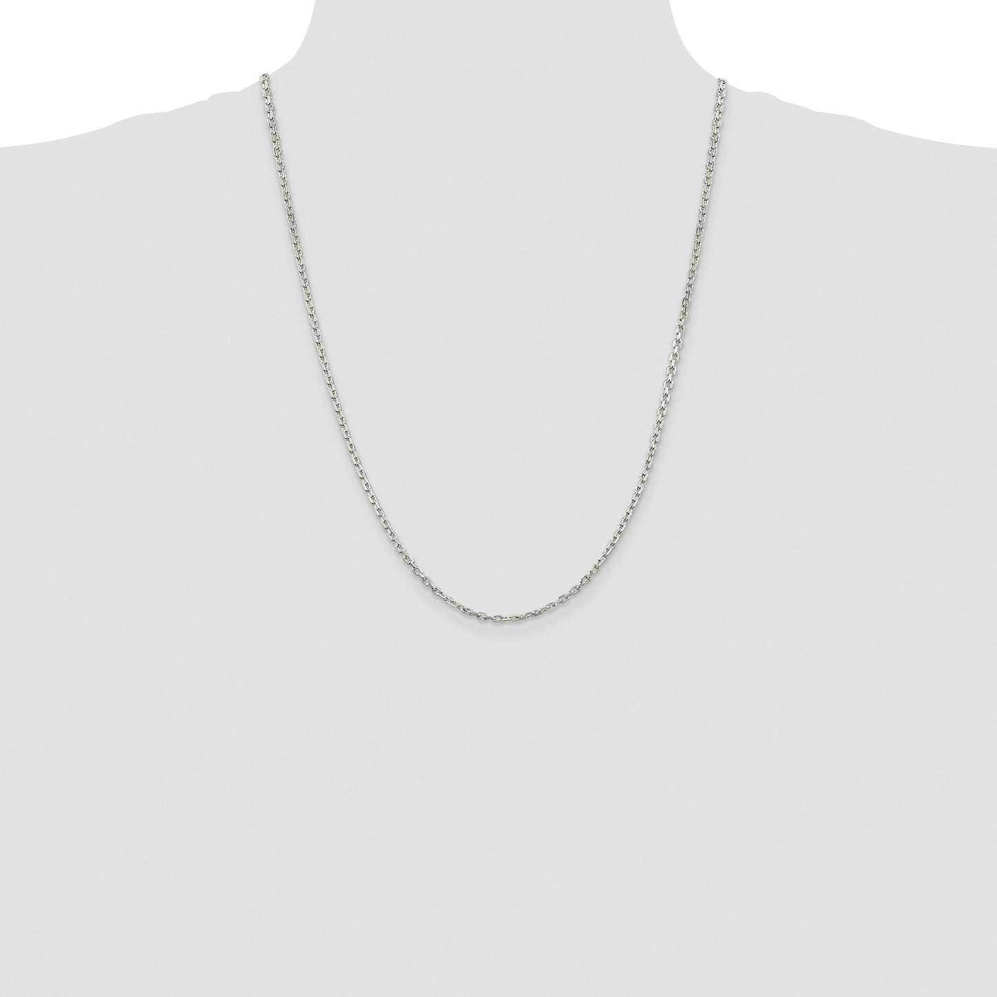 Sterling Silver Rhodium-plated 2.75mm Beveled Oval Cable Chain