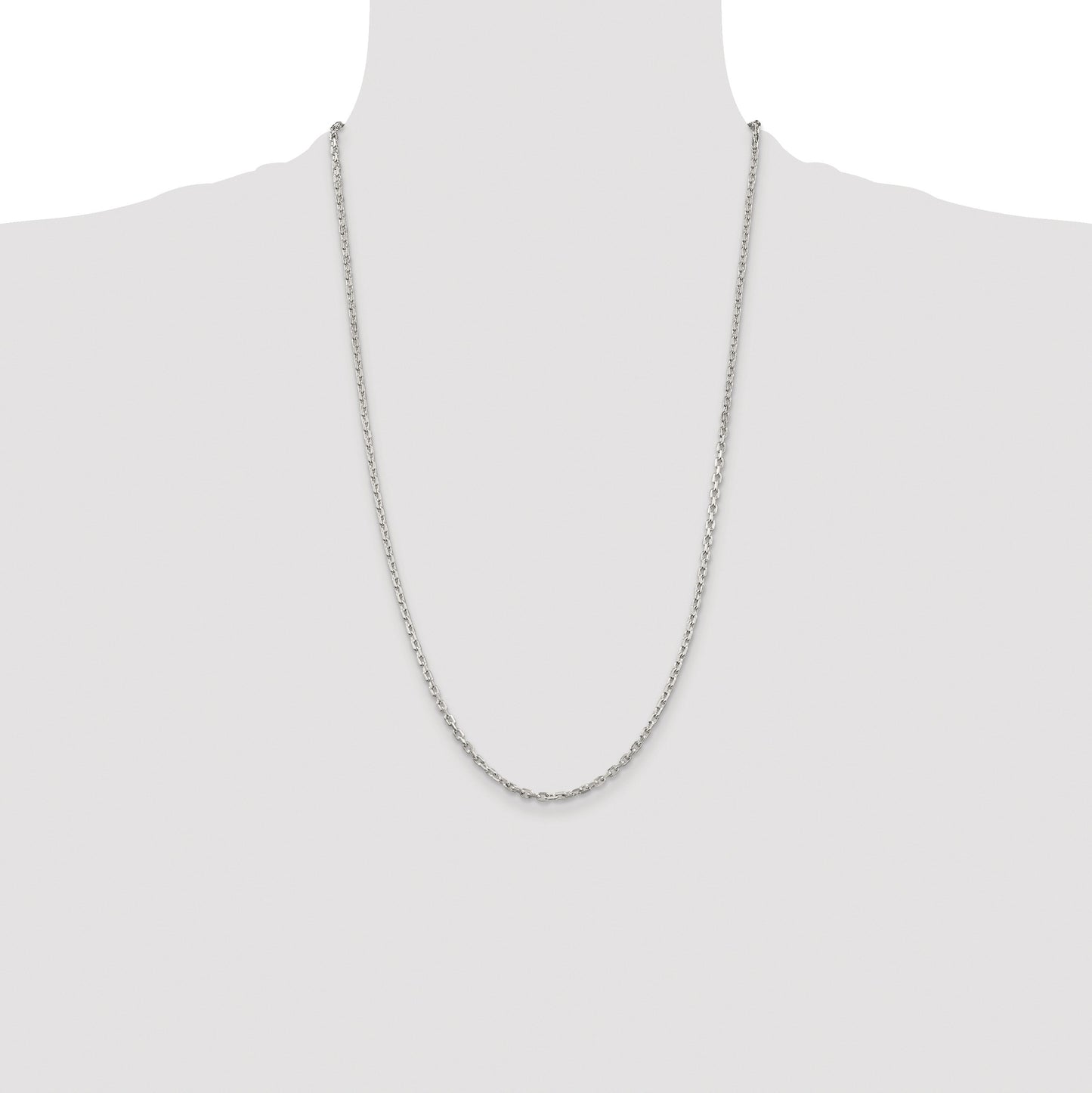 Sterling Silver Rhodium-plated 2.75mm Beveled Oval Cable Chain
